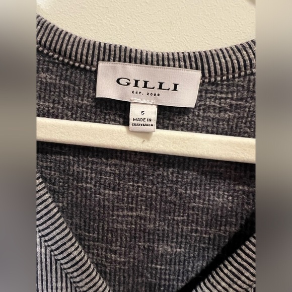 Gilli Casual Black/Gray Ribbed Dress with Drawstring & Button Detail - Picture 6 of 8